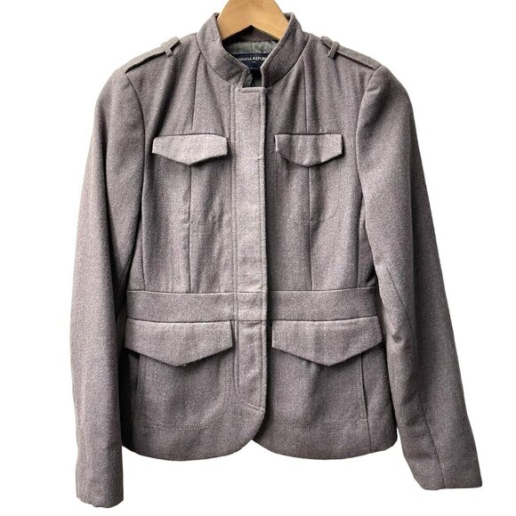 BANANA REPUBLIC Size 0 Gray MILITARY EQUESTRIAN Hunting Wool Blazer Jacket - Picture 1 of 4